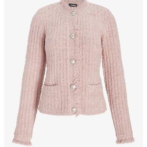 Embellished Boucle Sweater/Jacket in Blushing Mauve